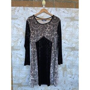 The Pyramid Collection Boho Paisley Velvet-Sleeve Midi Dress – XL, Romantic Fan